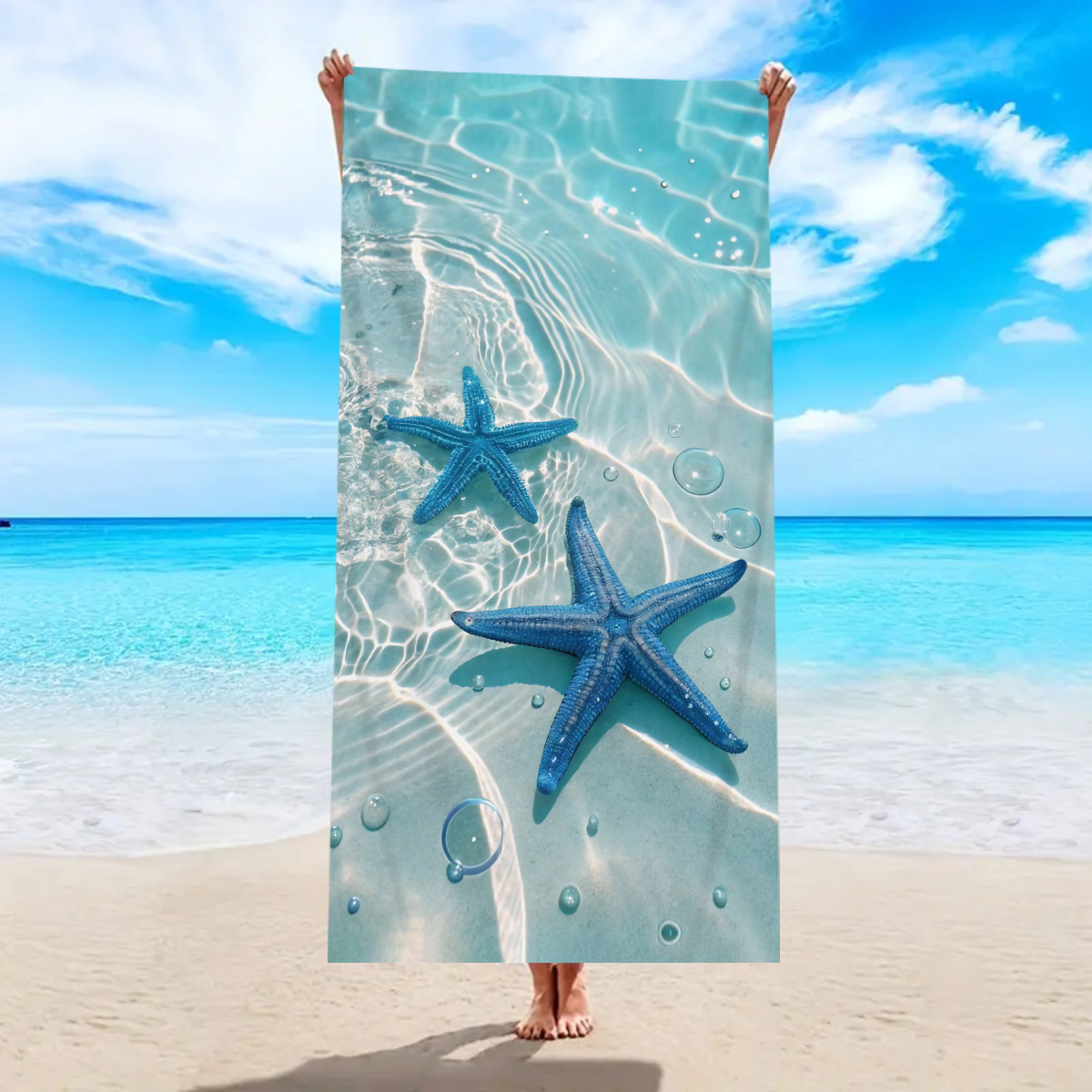 Outdoor Sports Center - 1pc Ocean element beach towel, suitable