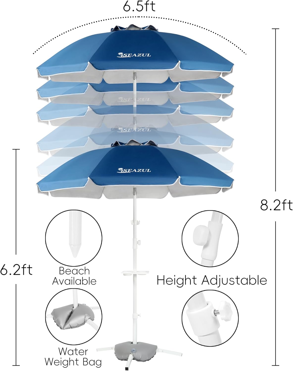 Portable 6.5ft Sun Shade Umbre - Outdoor Sports Umbrella recensie en prijs