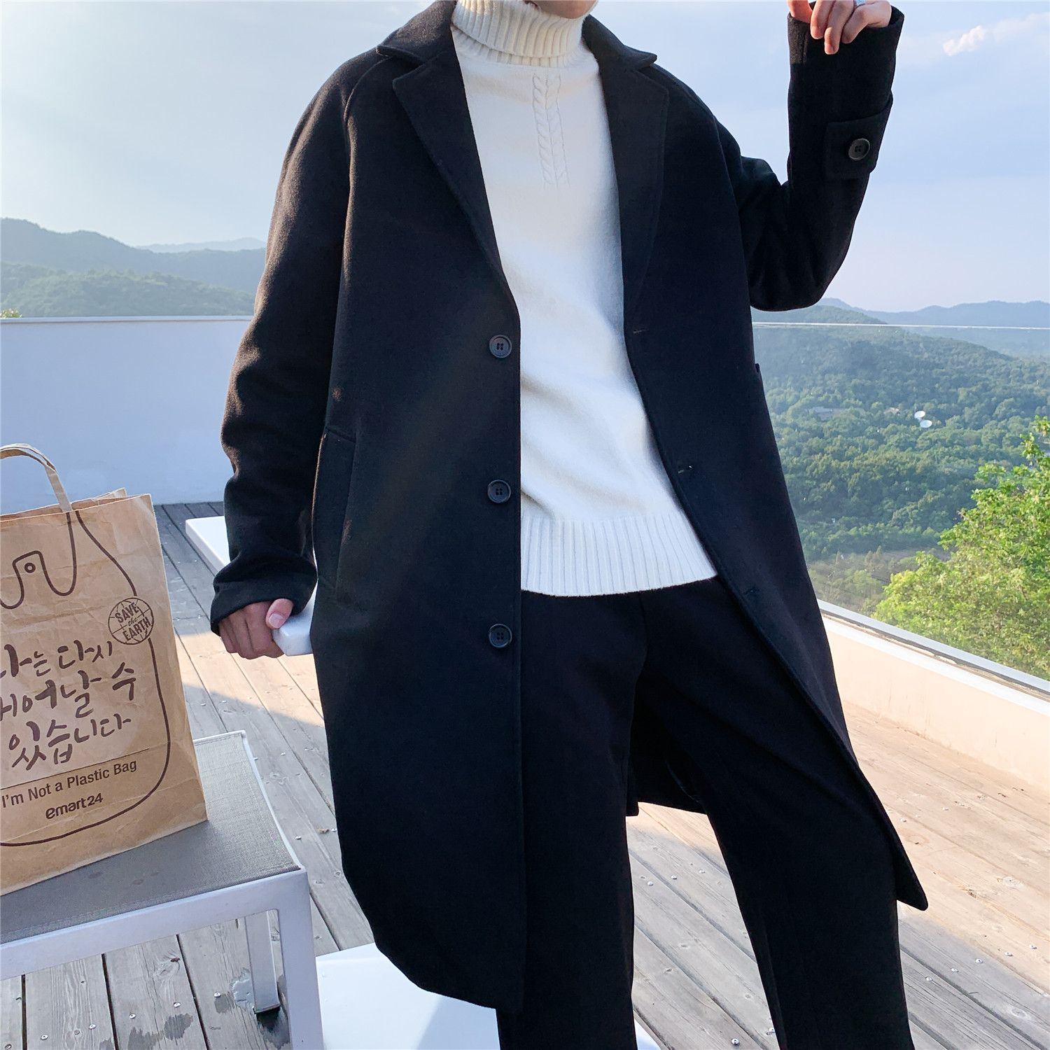 Wool Blend Coat Grey Mans Clim - Outdoor Sport Hobbies recensie en prijs