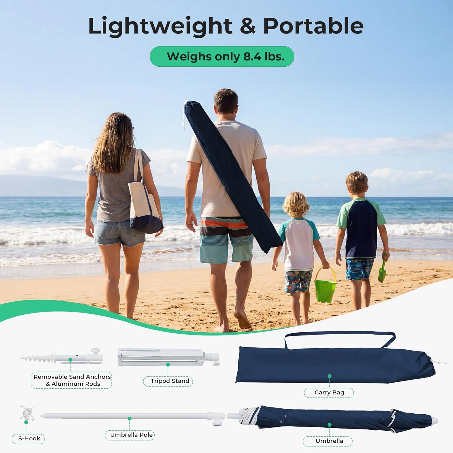 6.5ft Portable Sun Shade Umbre - Outdoor Sports Umbrella recensie en prijs